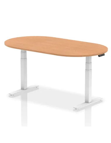 Dynamic Impulse 1800mm Boardroom Table Oak Top White Height Adjustable Leg I003557