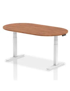 Dynamic Impulse 1800mm Boardroom Table Walnut Top White Height Adjustable Leg I003558