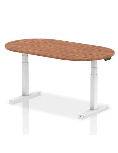 Dynamic Impulse 1800mm Boardroom Table Walnut Top White Height Adjustable Leg I003558