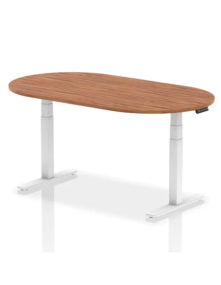 Dynamic Impulse 1800mm Boardroom Table Walnut Top White Height Adjustable Leg I003558