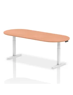 Dynamic Impulse 2400mm Boardroom Table Beech Top White Height Adjustable Leg I003560