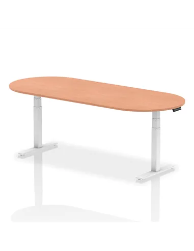 Dynamic Impulse 2400mm Boardroom Table Beech Top White Height Adjustable Leg I003560