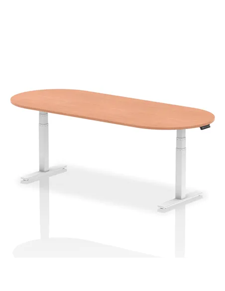 Dynamic Impulse 2400mm Boardroom Table Beech Top White Height Adjustable Leg I003560