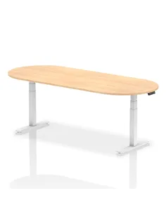 Dynamic Impulse 2400mm Boardroom Table Maple Top White Height Adjustable Leg I003561