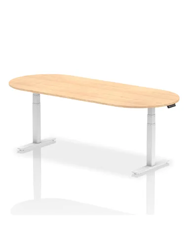 Dynamic Impulse 2400mm Boardroom Table Maple Top White Height Adjustable Leg I003561