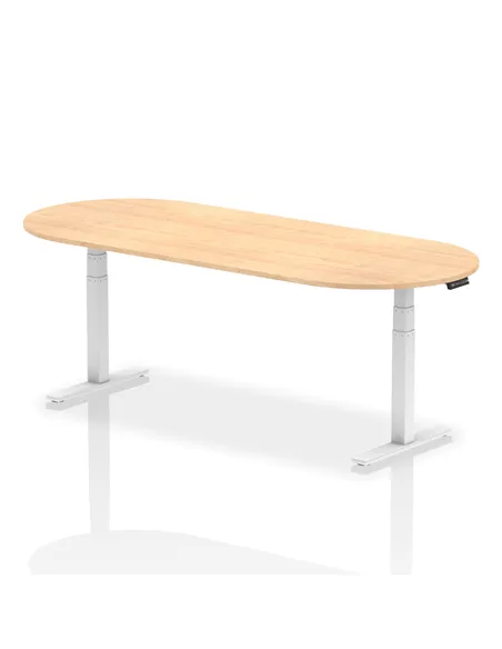 Dynamic Impulse 2400mm Boardroom Table Maple Top White Height Adjustable Leg I003561