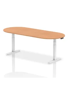 Dynamic Impulse 2400mm Boardroom Table Oak Top White Height Adjustable Leg I003562