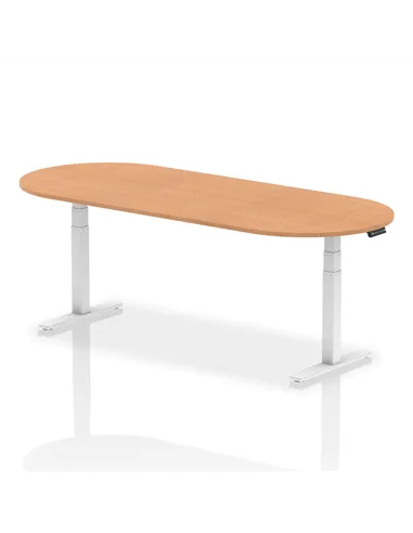 Dynamic Impulse 2400mm Boardroom Table Oak Top White Height Adjustable Leg I003562