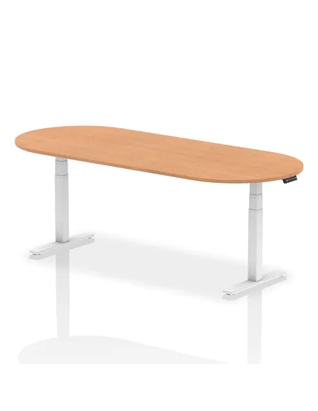 Dynamic Impulse 2400mm Boardroom Table Oak Top White Height Adjustable Leg I003562