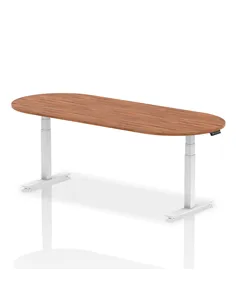 Dynamic Impulse 2400mm Boardroom Table Walnut Top White Height Adjustable Leg I003563