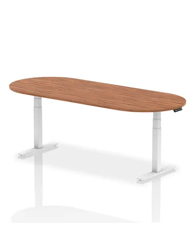 Dynamic Impulse 2400mm Boardroom Table Walnut Top White Height Adjustable Leg I003563