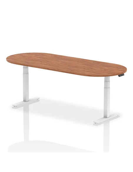 Dynamic Impulse 2400mm Boardroom Table Walnut Top White Height Adjustable Leg I003563