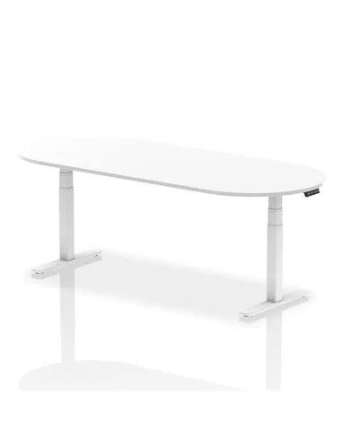 Dynamic Impulse 2400mm Boardroom Table White Top White Height Adjustable Leg I003564