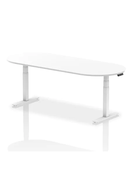 Dynamic Impulse 2400mm Boardroom Table White Top White Height Adjustable Leg I003564