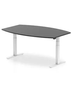 Dynamic High Gloss 1800mm Writable Boardroom Table Black Top White Height Adjustable Leg I003565
