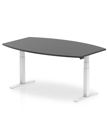 Dynamic High Gloss 1800mm Writable Boardroom Table Black Top White Height Adjustable Leg I003565