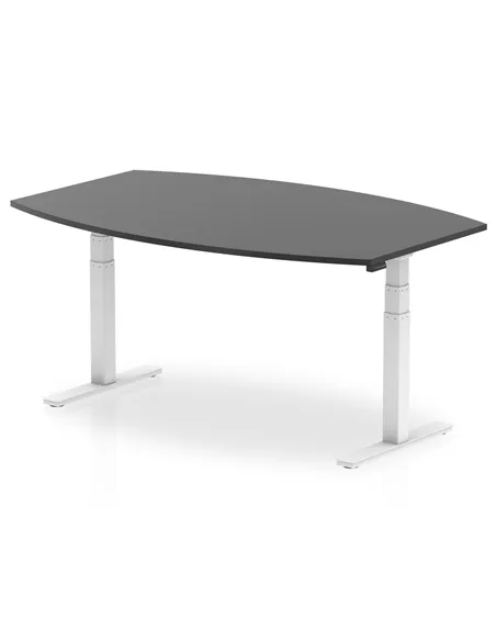 Dynamic High Gloss 1800mm Writable Boardroom Table Black Top White Height Adjustable Leg I003565