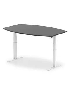 Dynamic High Gloss 1800mm Writable Boardroom Table Black Top White Height Adjustable Leg I003565 2
