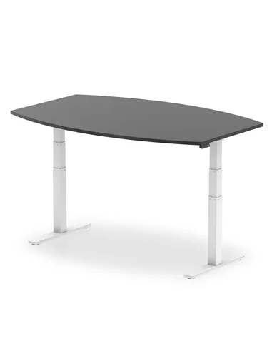 Dynamic High Gloss 1800mm Writable Boardroom Table Black Top White Height Adjustable Leg I003565