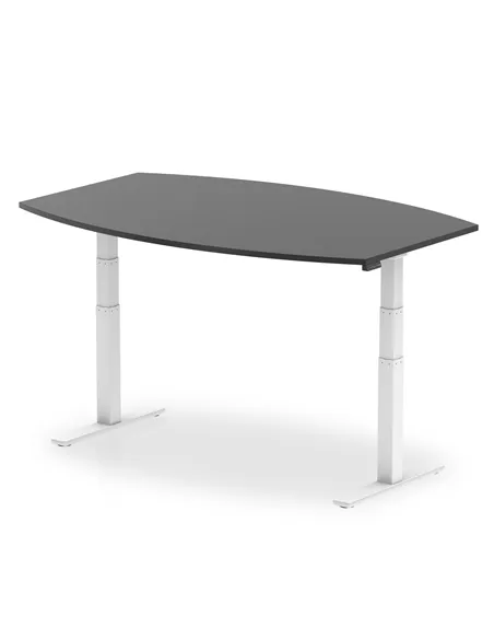 Dynamic High Gloss 1800mm Writable Boardroom Table Black Top White Height Adjustable Leg I003565