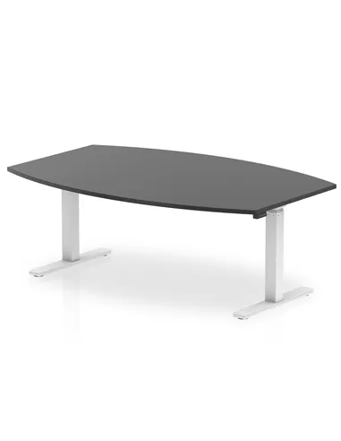 Dynamic High Gloss 1800mm Writable Boardroom Table Black Top White Height Adjustable Leg I003565
