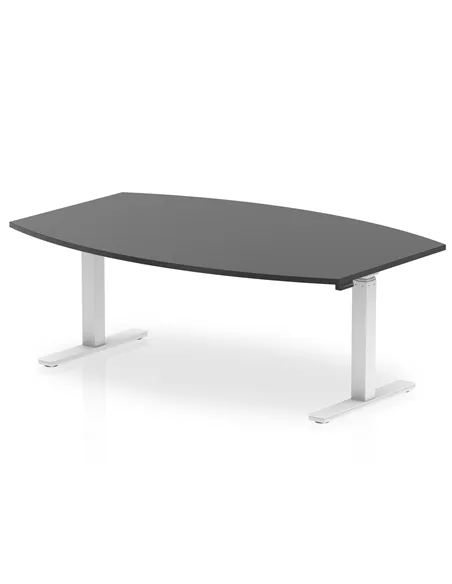 Dynamic High Gloss 1800mm Writable Boardroom Table Black Top White Height Adjustable Leg I003565