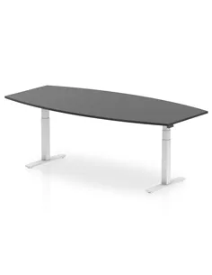 Dynamic High Gloss 2400mm Writable Boardroom Table Black Top White Height Adjustable Leg I003566