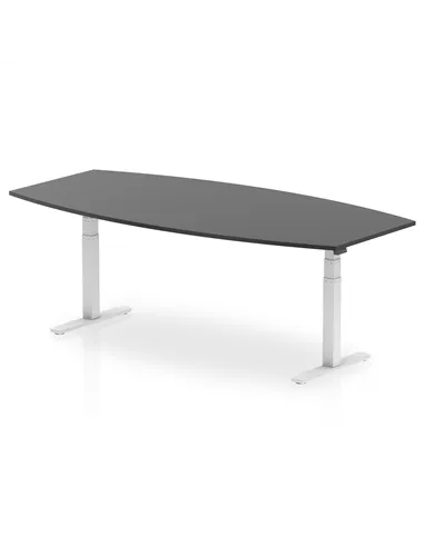 Dynamic High Gloss 2400mm Writable Boardroom Table Black Top White Height Adjustable Leg I003566