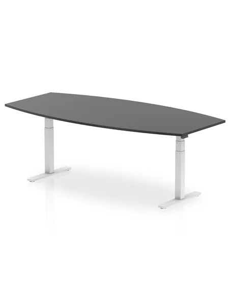 Dynamic High Gloss 2400mm Writable Boardroom Table Black Top White Height Adjustable Leg I003566
