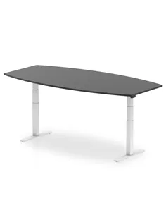 Dynamic High Gloss 2400mm Writable Boardroom Table Black Top White Height Adjustable Leg I003566 2