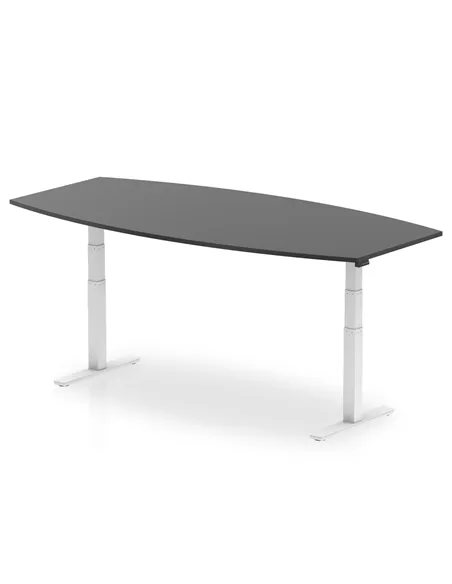 Dynamic High Gloss 2400mm Writable Boardroom Table Black Top White Height Adjustable Leg I003566