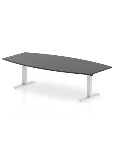 Dynamic High Gloss 2400mm Writable Boardroom Table Black Top White Height Adjustable Leg I003566