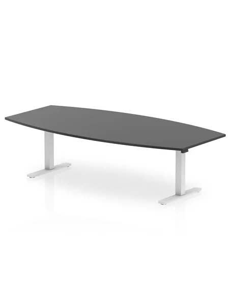 Dynamic High Gloss 2400mm Writable Boardroom Table Black Top White Height Adjustable Leg I003566