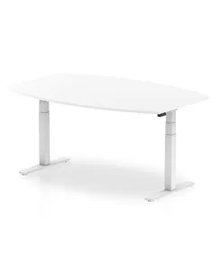 Dynamic High Gloss 1800mm Writable Boardroom Table White Top White Height Adjustable Leg I003567