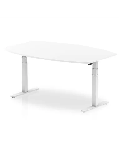 Dynamic High Gloss 1800mm Writable Boardroom Table White Top White Height Adjustable Leg I003567