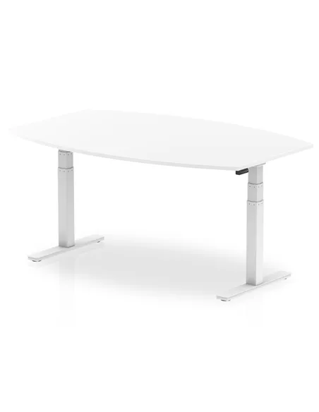 Dynamic High Gloss 1800mm Writable Boardroom Table White Top White Height Adjustable Leg I003567
