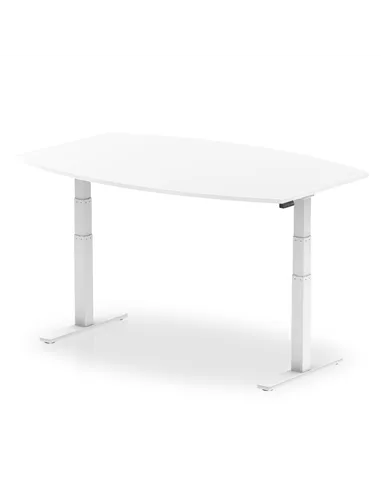 Dynamic High Gloss 1800mm Writable Boardroom Table White Top White Height Adjustable Leg I003567