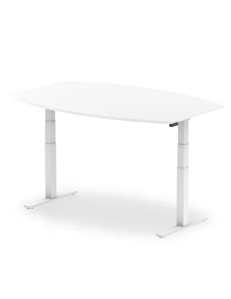 Dynamic High Gloss 1800mm Writable Boardroom Table White Top White Height Adjustable Leg I003567