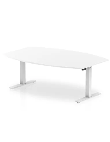Dynamic High Gloss 1800mm Writable Boardroom Table White Top White Height Adjustable Leg I003567