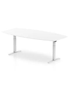 Dynamic High Gloss 2400mm Writable Boardroom Table White Top White Height Adjustable Leg I003568