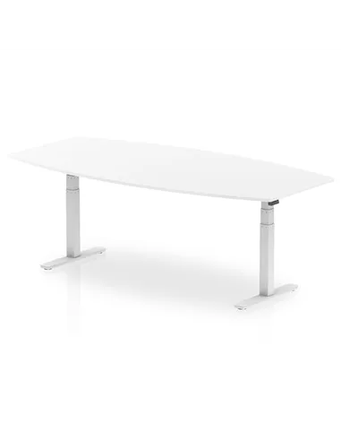 Dynamic High Gloss 2400mm Writable Boardroom Table White Top White Height Adjustable Leg I003568