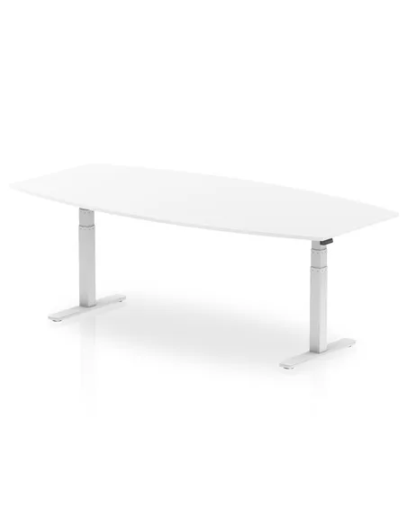 Dynamic High Gloss 2400mm Writable Boardroom Table White Top White Height Adjustable Leg I003568