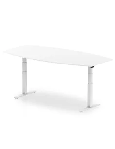 Dynamic High Gloss 2400mm Writable Boardroom Table White Top White Height Adjustable Leg I003568 2