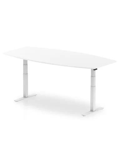 Dynamic High Gloss 2400mm Writable Boardroom Table White Top White Height Adjustable Leg I003568