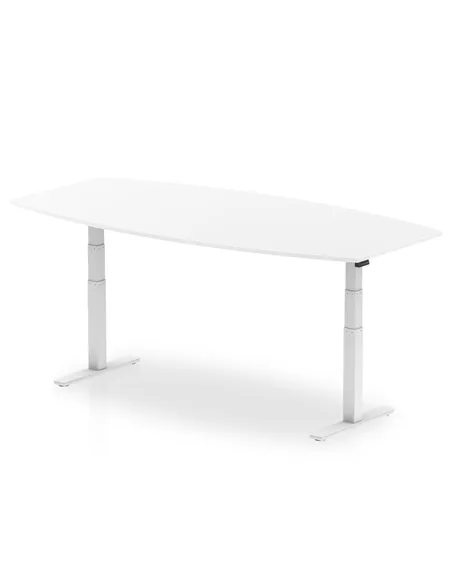 Dynamic High Gloss 2400mm Writable Boardroom Table White Top White Height Adjustable Leg I003568
