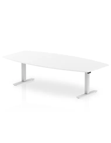 Dynamic High Gloss 2400mm Writable Boardroom Table White Top White Height Adjustable Leg I003568
