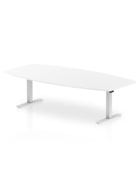 Dynamic High Gloss 2400mm Writable Boardroom Table White Top White Height Adjustable Leg I003568