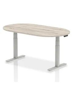 Dynamic Impulse 1800mm Boardroom Table Grey Oak Top Silver Height Adjustable Leg I003569