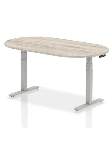 Dynamic Impulse 1800mm Boardroom Table Grey Oak Top Silver Height Adjustable Leg I003569