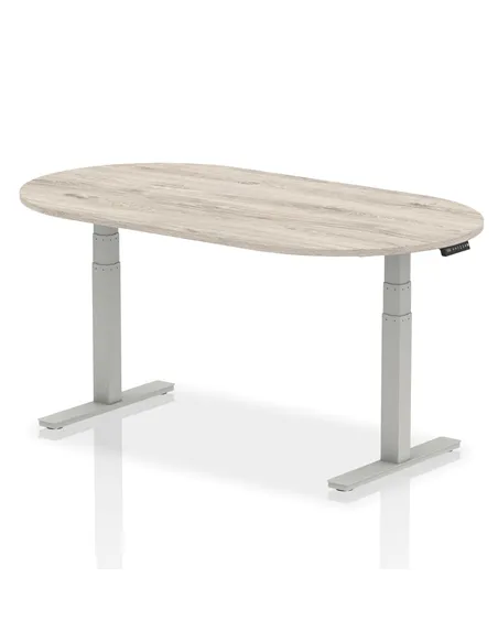 Dynamic Impulse 1800mm Boardroom Table Grey Oak Top Silver Height Adjustable Leg I003569